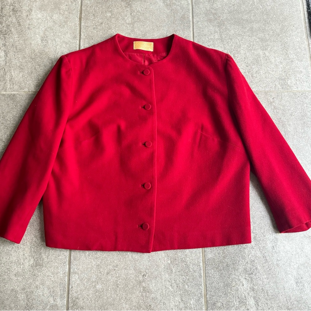 Red Pendleton Button Down 100% Wool Blazer Jacket… - image 1
